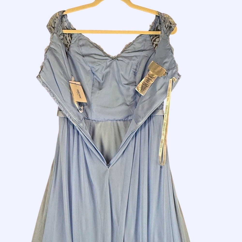 Davids Bridal Blue Lace Formal Dress Size 2 Chiffon Bridesmaid Evening Gown New - Picture 5 of 12